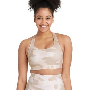 All In Motion Women's Tan/Gray Camo Print Medium Support T-Back Bra - XL​
